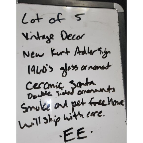 Vintage Christmas Decor Set Santa Plaque Santa Votive Holder Blue Jewelled Ornam - Picture 13 of 13